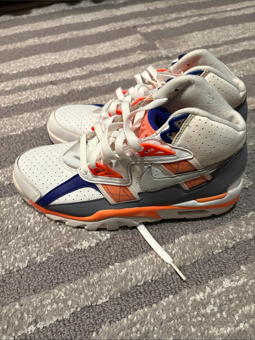 Nike Kids White Orange and Blue High-Top Sneakers
